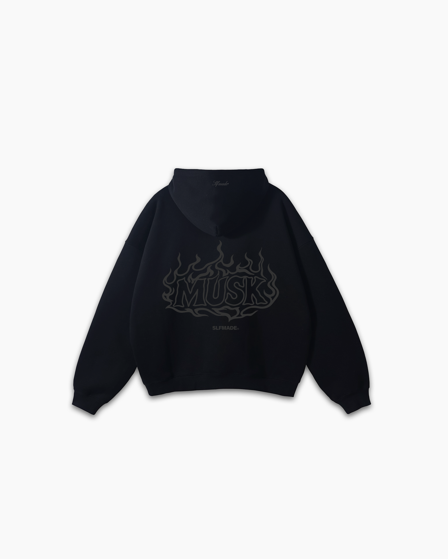 SLFMADE X MUSKI 'FLAME' BLACK HOODIE