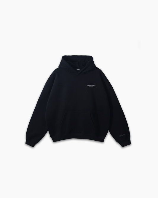 SLFMADE X MUSKI 'FLAME' BLACK HOODIE